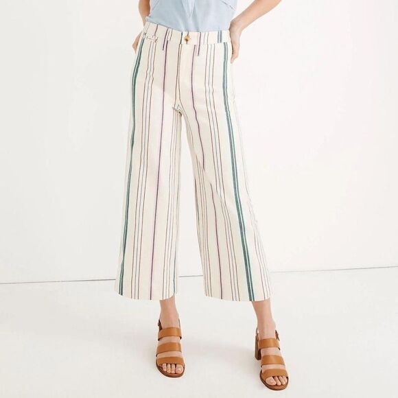NWOT Madewell Emmmett wide leg High Rise Striped Crop Pants Sz 27 - Picture 1 of 8